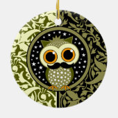 niedliche Schnurrbarteule Keramik Ornament (Hinten)