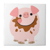 Niedliche Schokolade Cartoon Schweinefolie Fliese (Vorderseite)