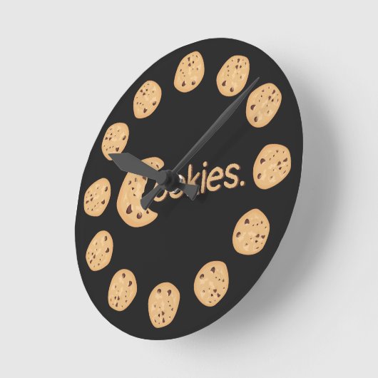 Niedliche Schokolade Chip Cookie "Cookies" Text Runde Wanduhr (Winkel)