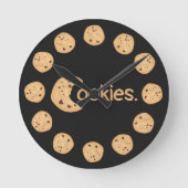 Niedliche Schokolade Chip Cookie "Cookies" Text Runde Wanduhr (Vorderseite)