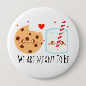 Niedliche Schokolade Chip Cookie und Milchglas Button (Vorderseite)