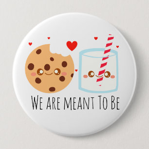 Niedliche Schokolade Chip Cookie und Milchglas Button