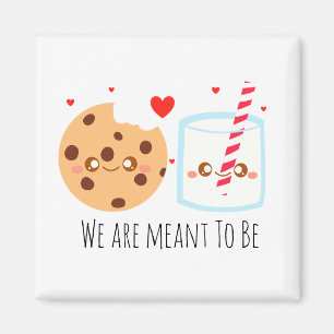 Niedliche Schokolade Chip Cookie und Milchglas Magnet