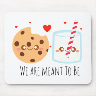 Niedliche Schokolade Chip Cookie und Milchglas Mousepad