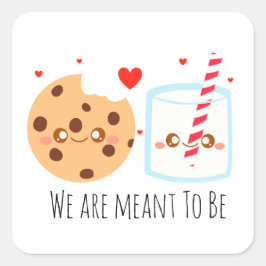 Niedliche Schokolade Chip Cookie und Milchglas Quadratischer Aufkleber