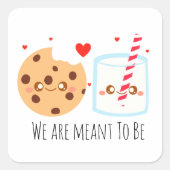 Niedliche Schokolade Chip Cookie und Milchglas Quadratischer Aufkleber (Vorderseite)