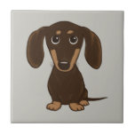 Niedliche Schokolade-Dackel| Cartoon Dackel Hund Fliese<br><div class="desc">Braune Dackel</div>