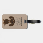 Niedliche Schokolade Dackel | Cartoon Dackel Hund Gepäckanhänger (Rückseite horizontal)