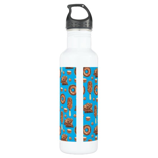 Niedliche Schokolade Eiscreme Donuts Monogramm Edelstahlflasche (Rückseite)