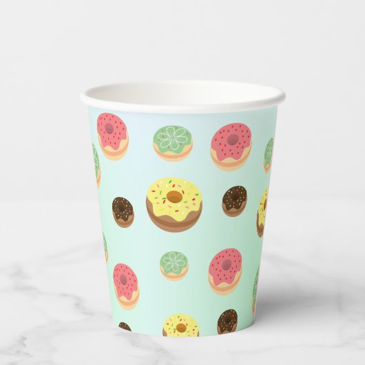 Niedliche Schokolade Erdbeeren Donuts Geburtstag Pappbecher (Rückseite)