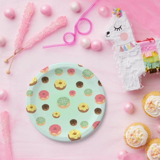 Niedliche Schokolade Erdbeeren Donuts Geburtstag Pappteller (Party)