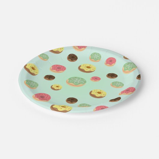 Niedliche Schokolade Erdbeeren Donuts Geburtstag Pappteller (Schrägansicht)