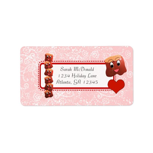 Niedliche Schokolade Herzschokolade Adressaufkleber (Vorne)