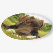 Niedliche Schokolade Labrador Custom Pappteller (Schrägansicht)