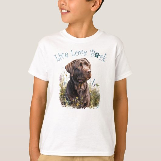 Niedliche Schokolade Labrador Hund Blüte T-Shirt (Vorderseite)