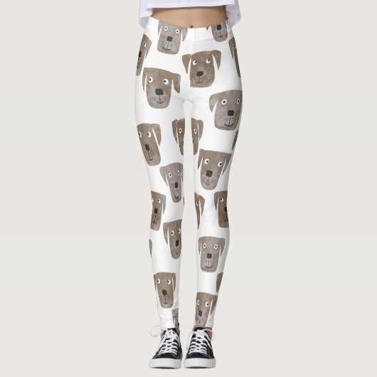 Niedliche Schokolade Labrador Retriever Dog Muster Leggings (Vorderseite)