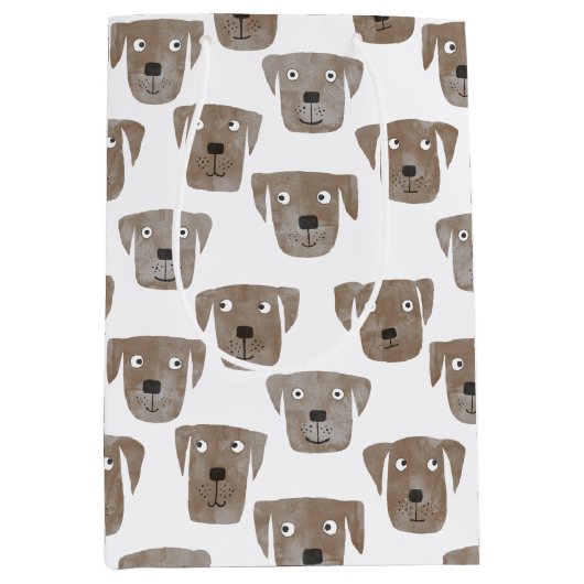 Niedliche Schokolade Labrador Retriever Dog Muster Mittlere Geschenktüte (Vorderseite)