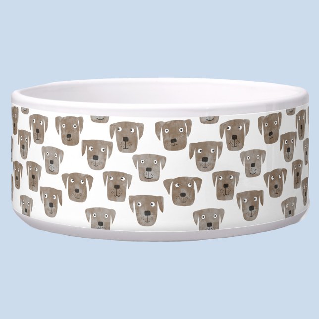 Niedliche Schokolade Labrador Retriever Dog Waterc Napf (Fun watercolor dog faces pet bowl)