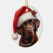 Niedliche Schokolade Labrador Retriever Dog Weihna Keramik Ornament (Rechts)