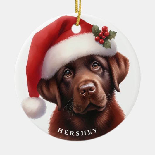 Niedliche Schokolade Labrador Retriever Dog Weihna Keramik Ornament (Vorne)