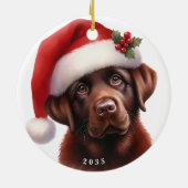 Niedliche Schokolade Labrador Retriever Dog Weihna Keramik Ornament (Hinten)