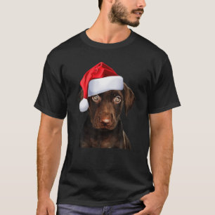 Niedliche Schokolade Labrador Weihnachtsmannmütze  T-Shirt