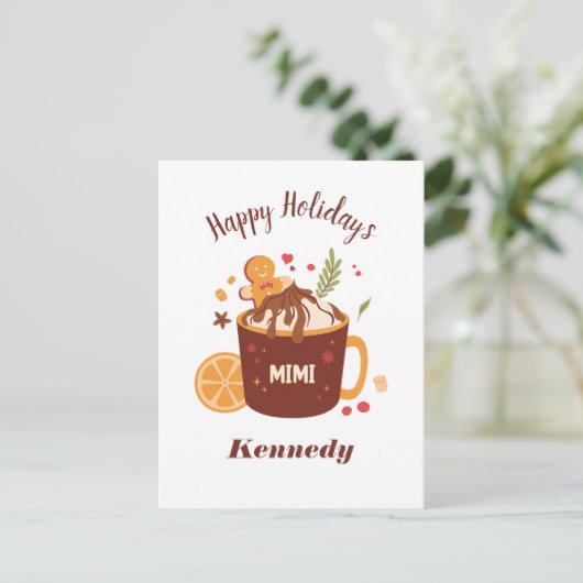 Niedliche Schokolade mit Lebkuchen Postkarte (Stehend Vorderseite)
