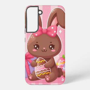 Niedliche Schokolade Osterhase mit rosa Streifen Samsung Galaxy Hülle