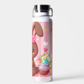 Niedliche Schokolade Osterhase mit rosa Streifen Trinkflasche (Rückseite)