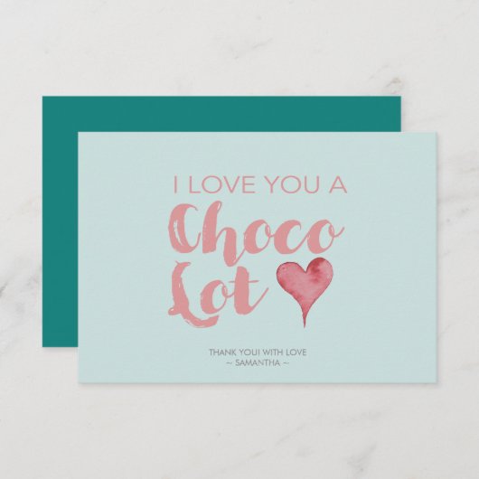 Niedliche Schokolade Puppe Typografie Grün Dankeskarte (Vorne/Hinten)