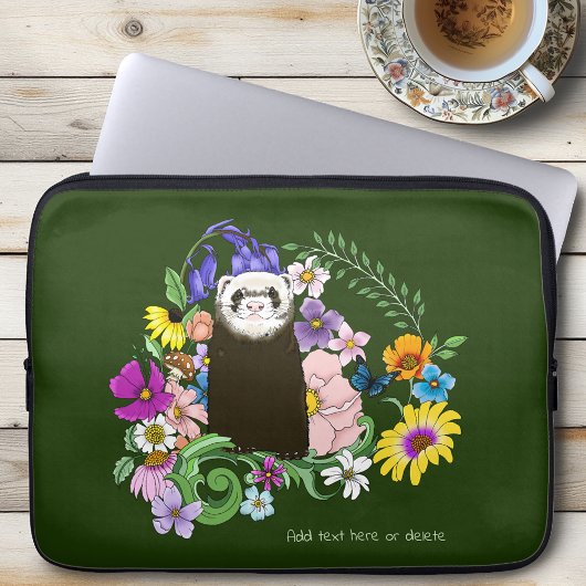 Niedliche Schokolade Sable Ferret Blumengrün Laptopschutzhülle