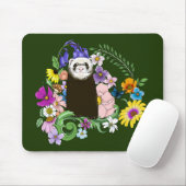 Niedliche Schokolade Sable Ferret Blumengrün Mousepad (Mit Mouse)