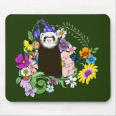 Niedliche Schokolade Sable Ferret Blumengrün Mousepad (Vorne)