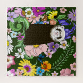 Niedliche Schokolade Sable Ferret Blumengrün Puzzle (Horizontal)
