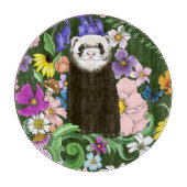 Niedliche Schokolade Sable Ferret Blumengrün Schneidebrett (Vorderseite)