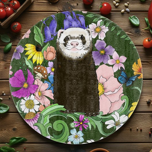 Niedliche Schokolade Sable Ferret Blumengrün Schneidebrett