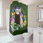 Niedliche Schokolade Sable Forest Blumengrün Duschvorhang (Beispiel)