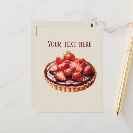 Niedliche Schokolade Strawberry Tart hinzufügen Postkarte (Vorderseite/Rückseite Beispiel)