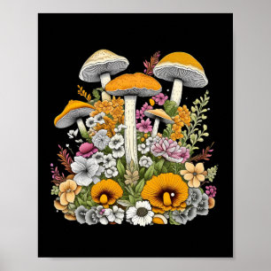niedliche schöne Blume und Pilze Poster