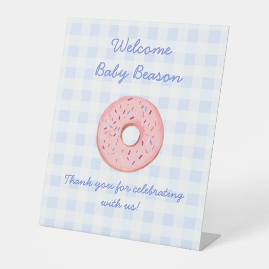 Niedliche schöne Gingham Donut Baby Sprinkle Dekor Sockelschild (Vorderseite)