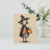 Niedliche schöne Hexenmädchen Retro Minimalistisch Postkarte (Stehend Vorderseite)