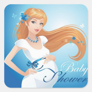 Niedliche schöne schwangere Frauen-Baby-Dusche Quadratischer Aufkleber