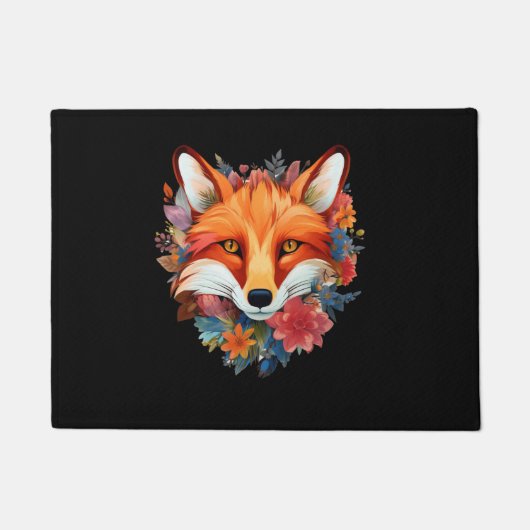 Niedliche schöne Wasserfarbenfox-Blume Fußmatte (Vorderseite)