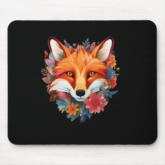 Niedliche schöne Wasserfarbenfox-Blume Mousepad (Vorne)