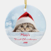 Niedliche schottische Falten Kat Weihnachtsmannmüt Keramik Ornament (Vorne)