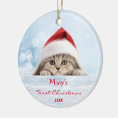 Niedliche schottische Falten Kat Weihnachtsmannmüt Keramik Ornament (Links)