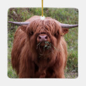 Niedliche schottische Highland Cow Keramikornament (Rückseite)