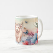 Niedliche schottische Highland Cow & Wild Blume Wa Kaffeetasse (VorderseiteRechts)