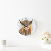 Niedliche schottische Highlander-Kuh Runde Wanduhr (Zuhause)