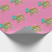 Niedliche schottische Hochlandkuh Plays Guitar    Geschenkpapier (Ecke)